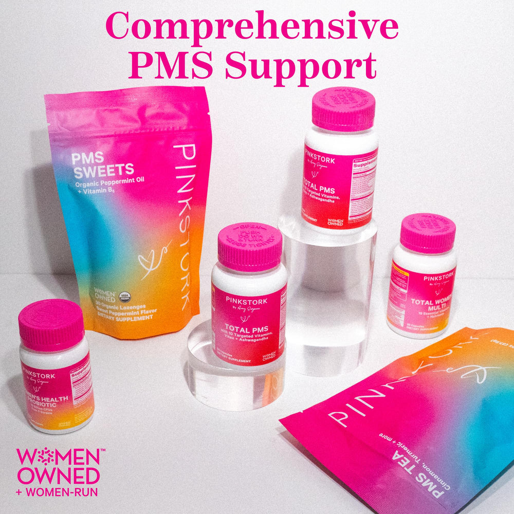 Pink Stork PMS ingredient blend with Vitamin D and B vitamins for mood support.