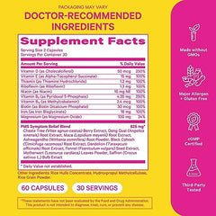 Close label detail of Pink Stork PMS showing vitamins and ingredients.