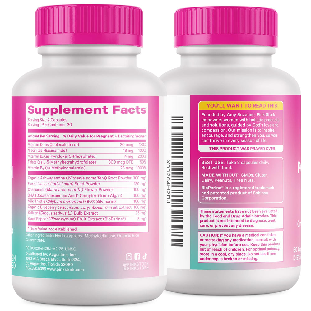 New mom uses Pink Stork mood support as part of daily postpartum routine.