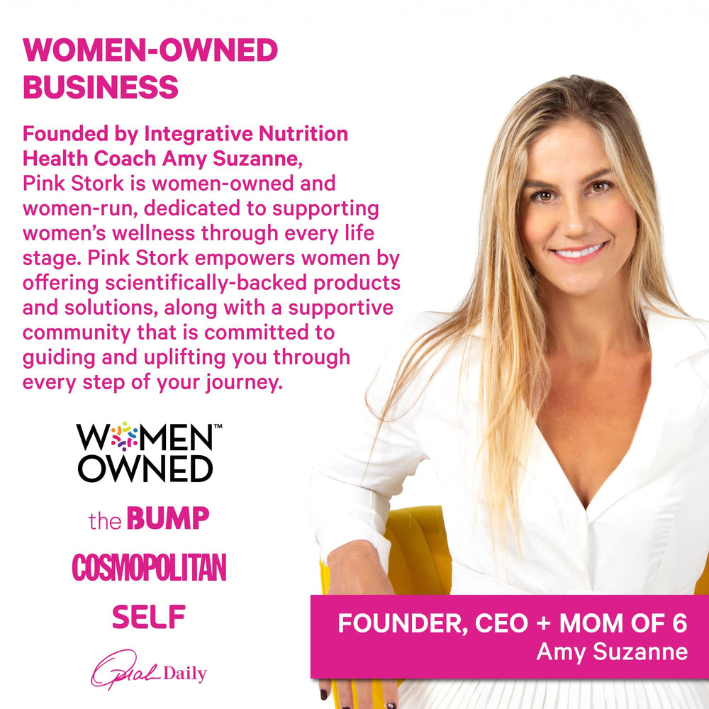 Pink Stork Premium Prenatal Gummies vegan DHA visual highlights essential nutrients