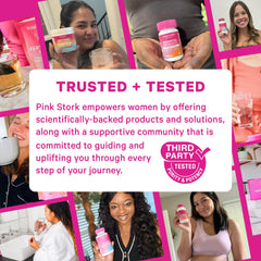 Front packaging of Pink Stork Prenatal Fiber Gummies with clean feminine branding