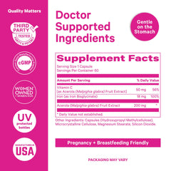 Pink Stork Prenatal Iron packaging on box communicates 4 month supply for ongoing support