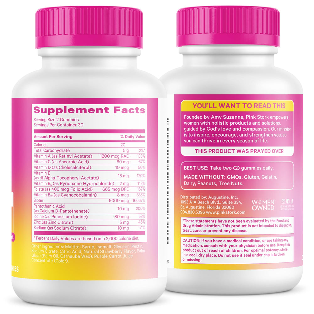 Pink Stork Total Glow Gummies held in hand for on-the-go use.