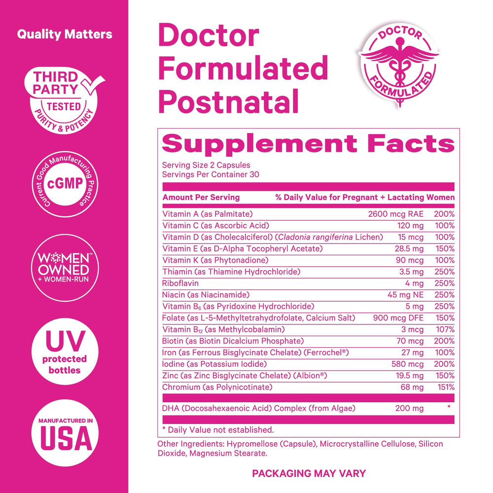 Berry aroma insert enhances supplement-taking for Pink Stork Total Postnatal