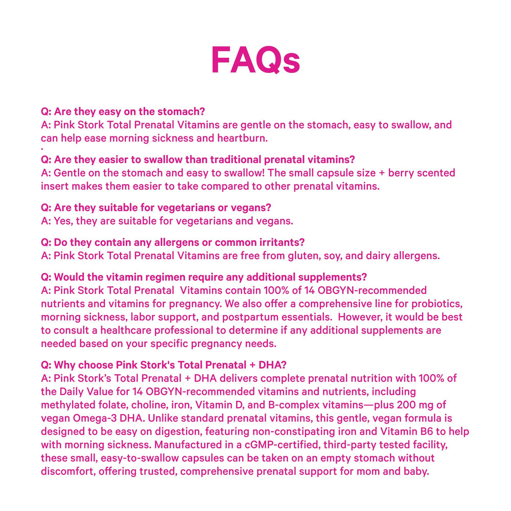 Digestive-friendly formula of Pink Stork Total Prenatal DHA