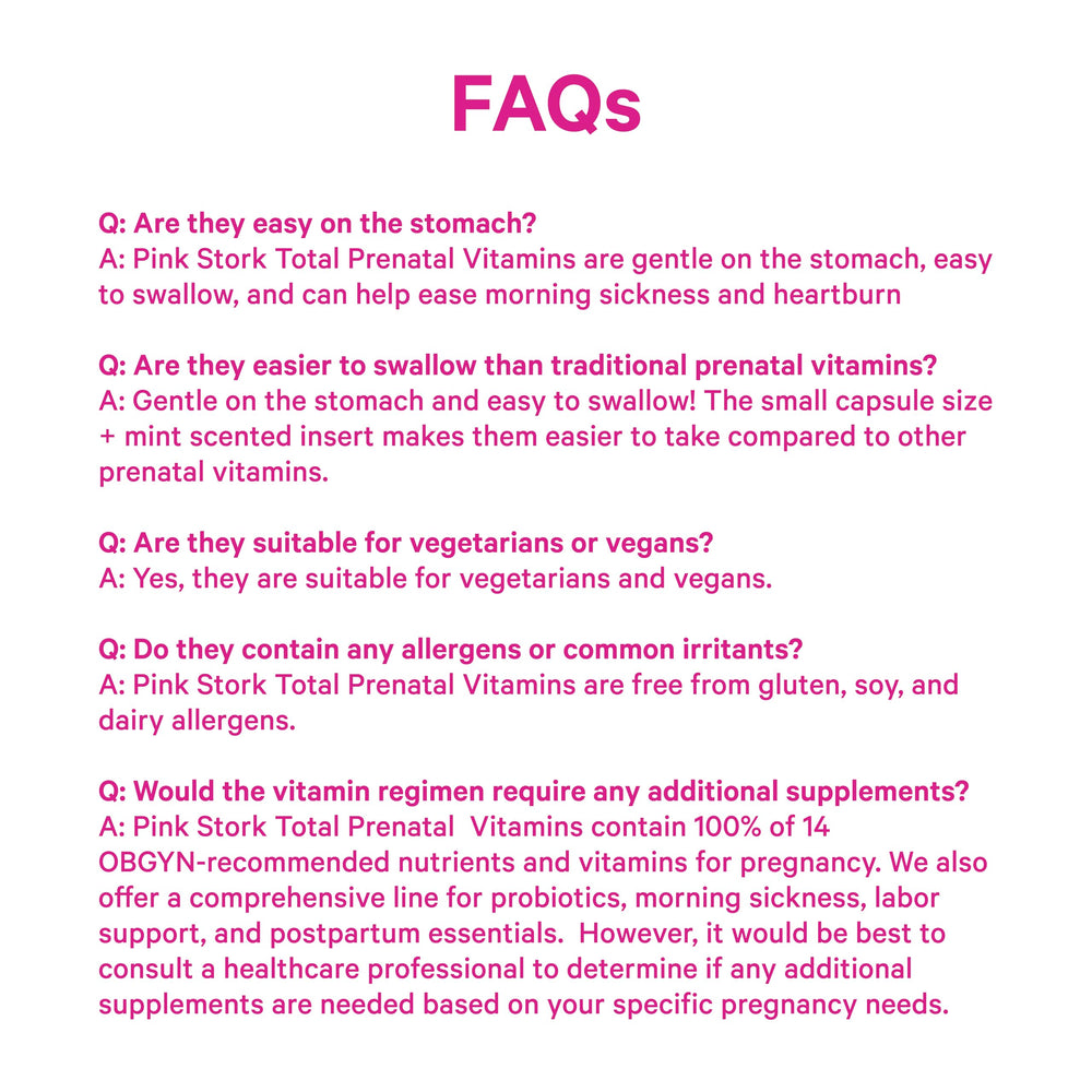 Pink Stork Total Prenatal GMP facility badge signals quality and safety.