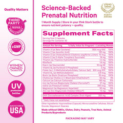 Pink Stork Total Prenatal two capsules per day for gentle intake.