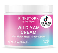 Pink Stork Wild Yam Cream bottle for hormone balance