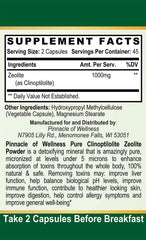 Pinnacle of Wellness Clinoptilolite Zeolite powder container on clean surface