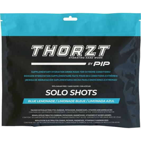 PIP Thorzt Blue Lemonade Solo Shot packet, ideal for on-the-go hydration.