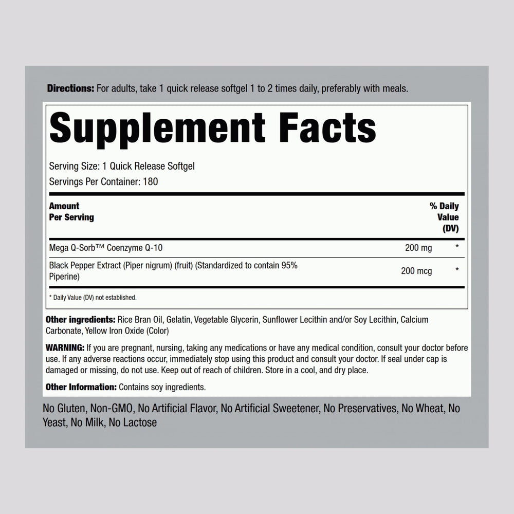 Piping Rock CoQ10 200mg softgel inside view showing compact capsules.