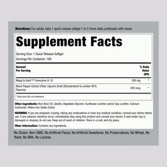 Piping Rock CoQ10 200mg softgel inside view showing compact capsules.