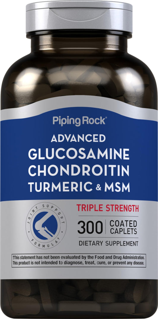 Piping Rock glucosamine chondroitin msm turmeric bottle for daily joint-support use.
