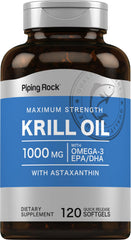 Piping Rock Krill Oil 1000mg bottle for daily omega-3 support