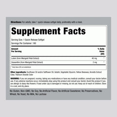 Piping Rock Lutein Zeaxanthin softgels close-up highlights quick-release delivery.