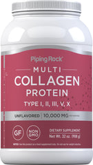 Piping Rock multi collagen powder bottle for daily supplementation.