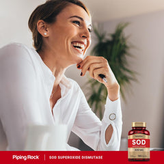 Piping Rock SOD on shelf communicates gluten-free and non-GMO benefits