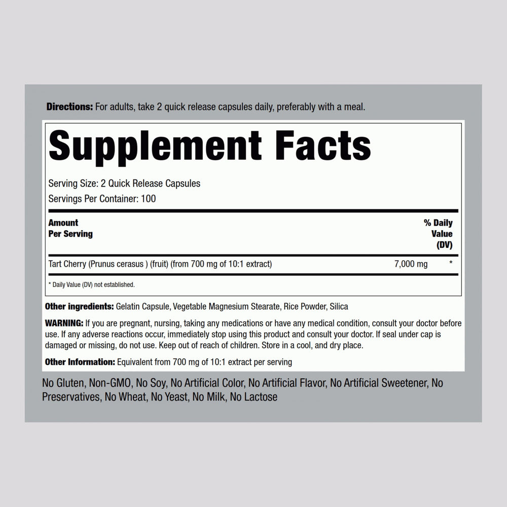 Piping Rock Tart Cherry Extract Capsules quick-release cap for fast dosing.