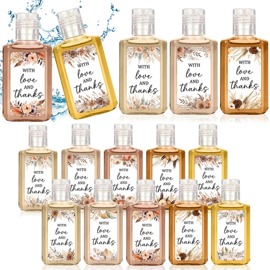 Piuaeue Bohemia mini hand sanitizer with wedding flower label for elegant guest favors