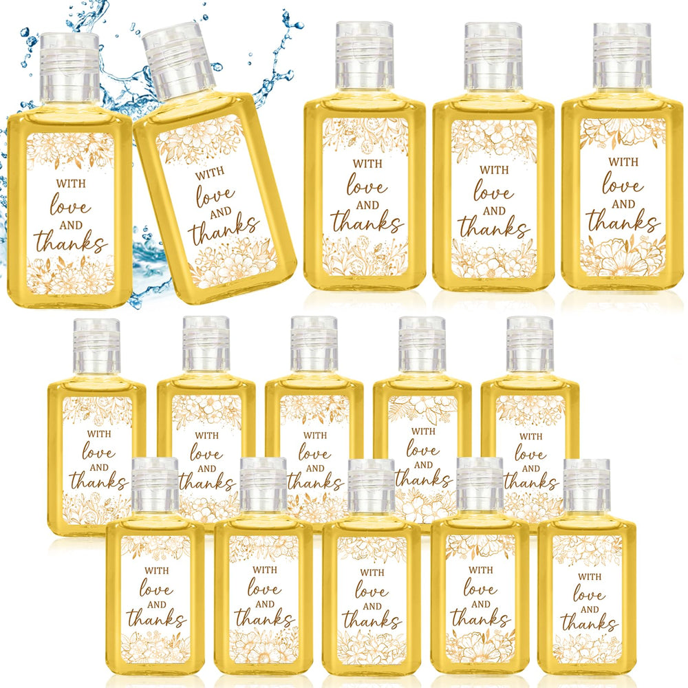 Piuaeue golden flower 1oz hand sanitizer pack, elegant wedding favor for guests