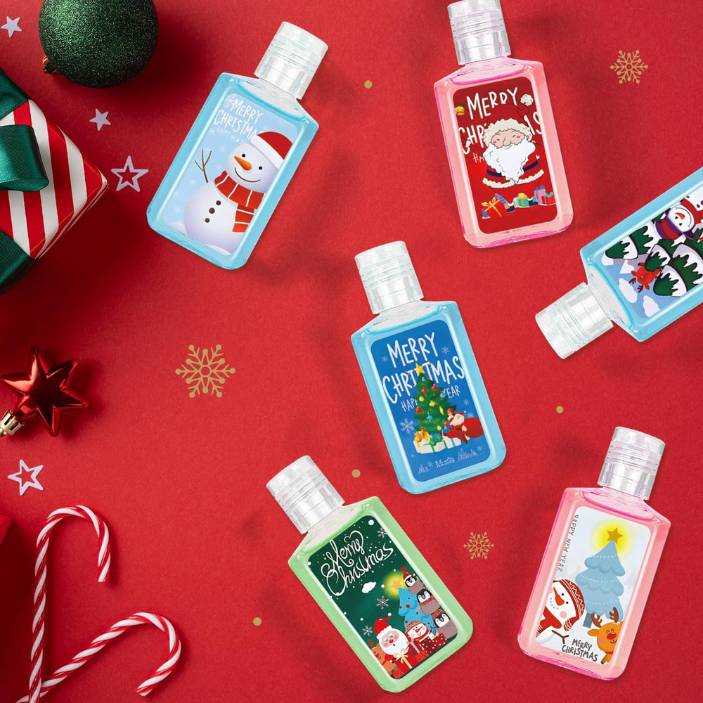Piuaeue hand sanitizer patterns showcase cute Christmas designs for gift-ready presentation.