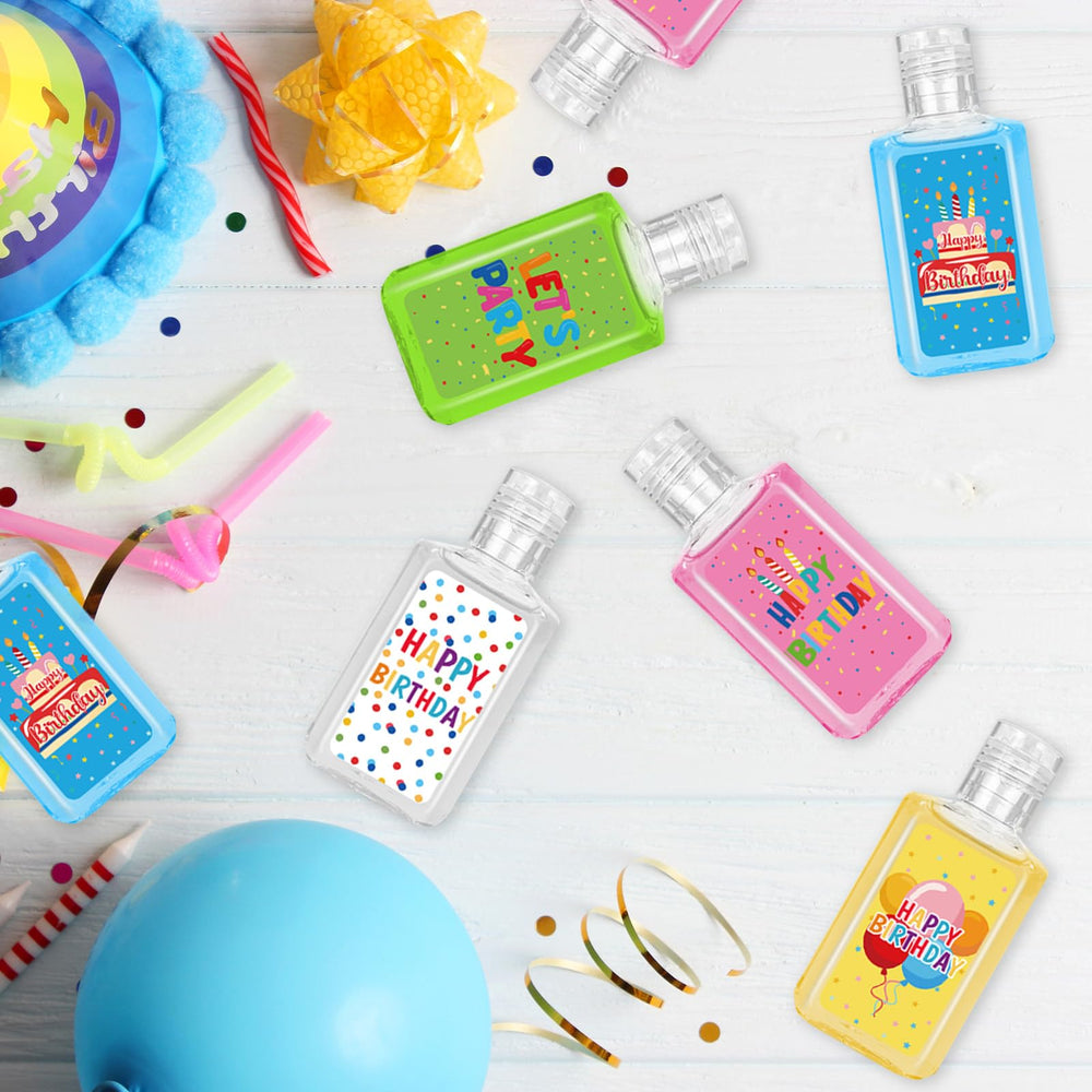 Piuaeue mini sanitizer with ribbon design enhances birthday gift bags.