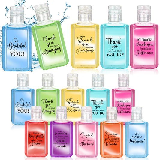 Piuaeue mini hand sanitizer bottle with a warm thank-you label, ideal for gifting.