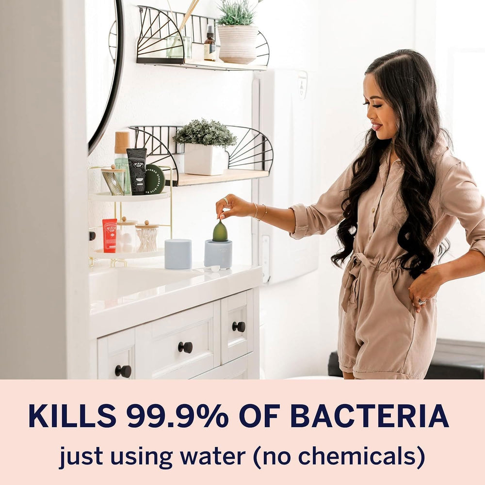 Pixie Cup sterilizer with automatic shut-off for safe, speedy cleaning.