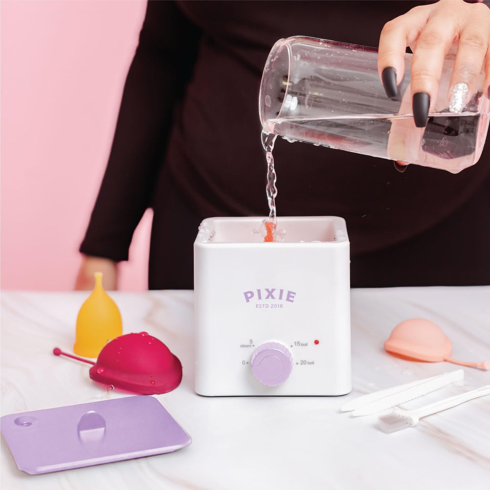 Pixie Cup boiler sterilization demo demonstrates chemical-free germ reduction.
