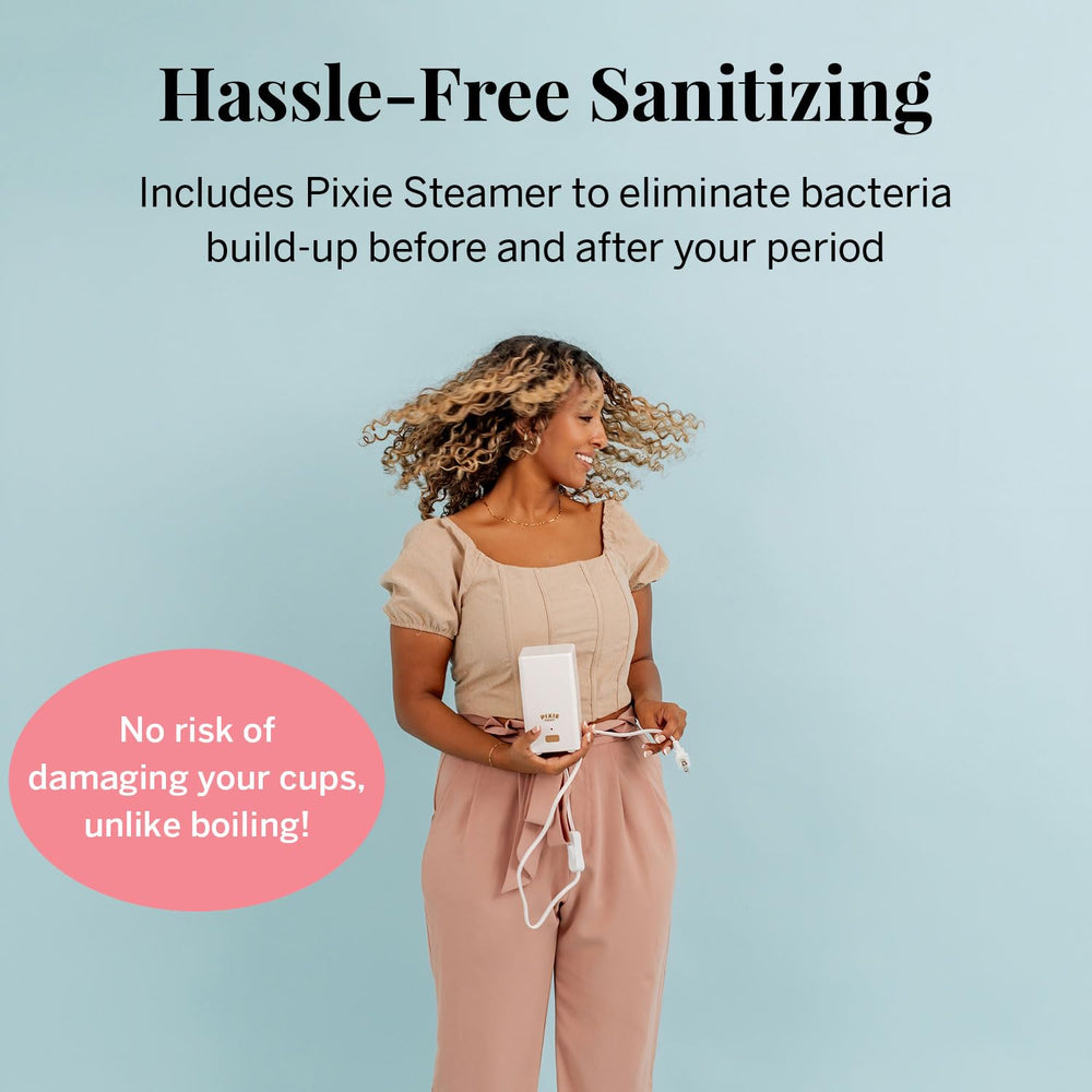 Leak-free protection with Pixie Cup for extended wear.