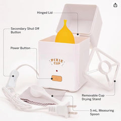 Pixie Cup steam cleaner packaging and box.
