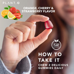 Veggie formula PLANT.O NUTRITION gummies in a natural presentation.