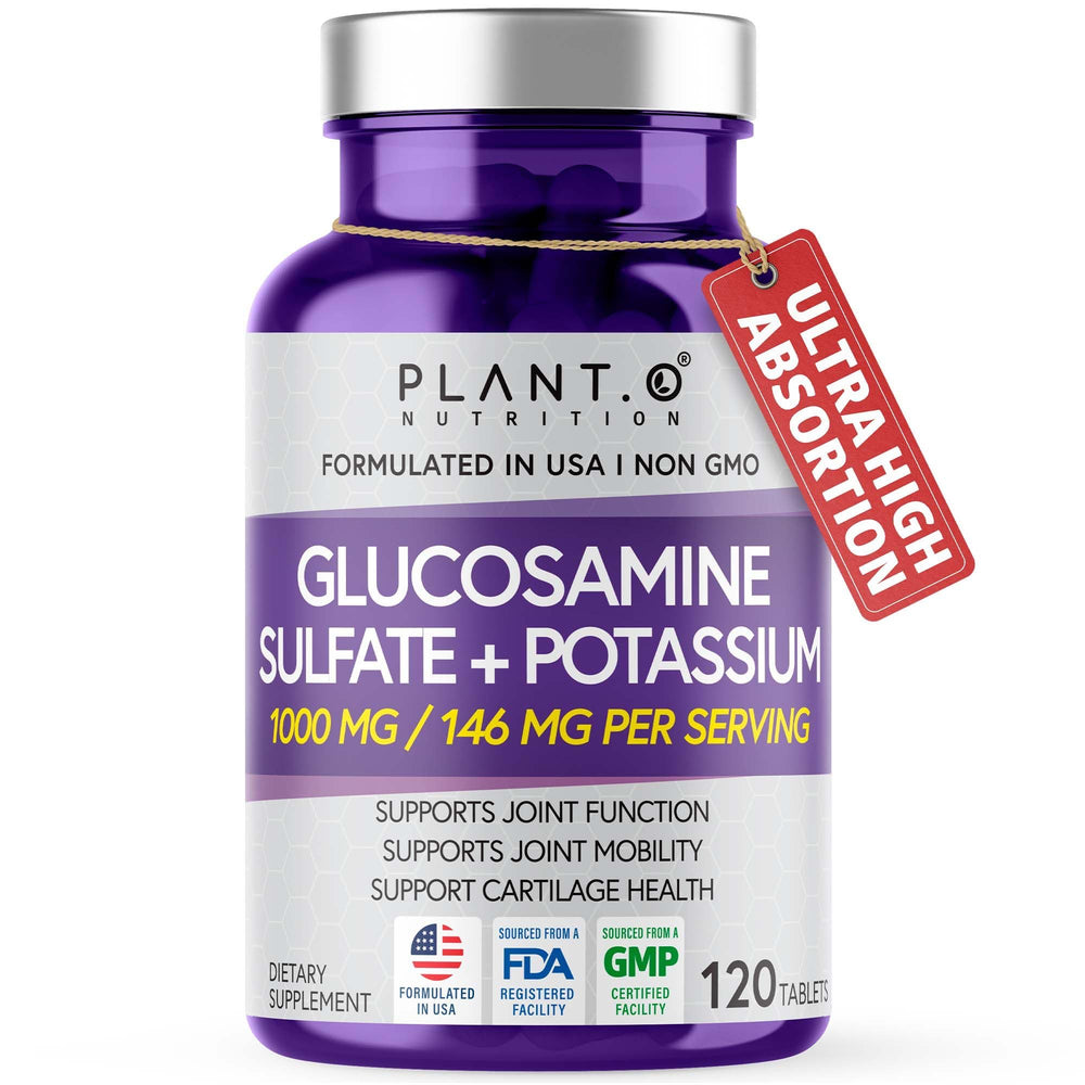 PLANT.O NUTRITION glucosamine sulfate potassium tablets for joint support and daily mobility
