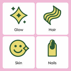 Individual gummy packaging shown for easy on-the-go beauty rituals.