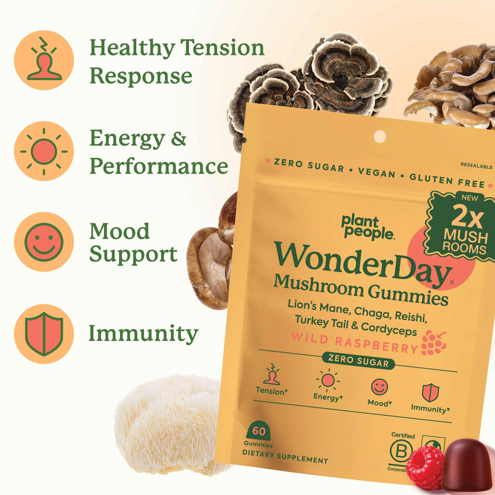 WonderDay label emphasizing vegan, non-GMO, clean ingredients and sugar-free formula.