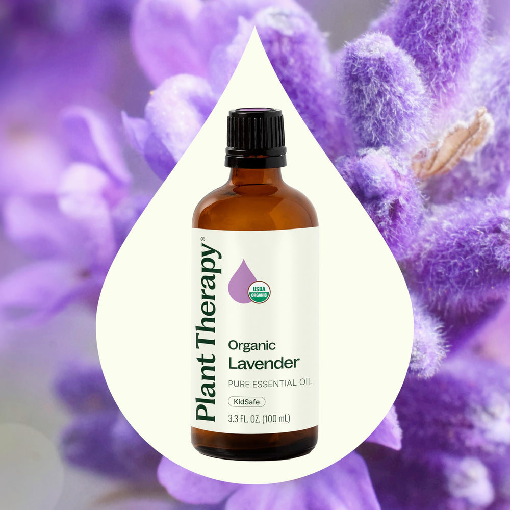 Plant Therapy lavender oil in a diffuser creating a relaxing nighttime atmosphere