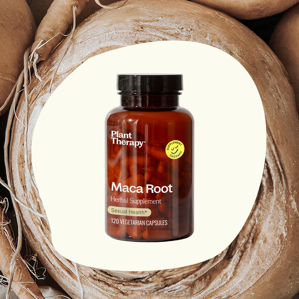 Travel pack of Plant Therapy maca capsules for on-the-go use.