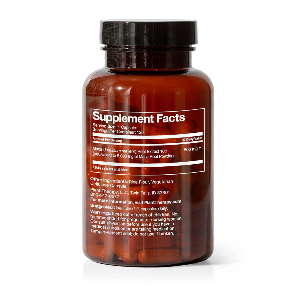 Plant Therapy Maca root extract powder close-up highlighting 10:1 concentration.