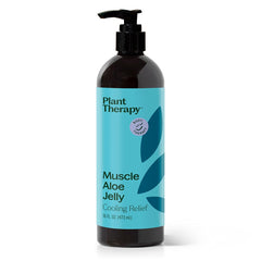Plant Therapy Muscle Aloe Jelly bottle with label emphasizing post-workout comfort