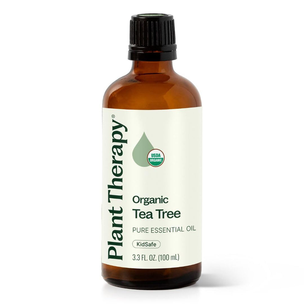 Plant Therapy Tea Tree Oil bottle with pure organic aroma ideal for skin and scalp care