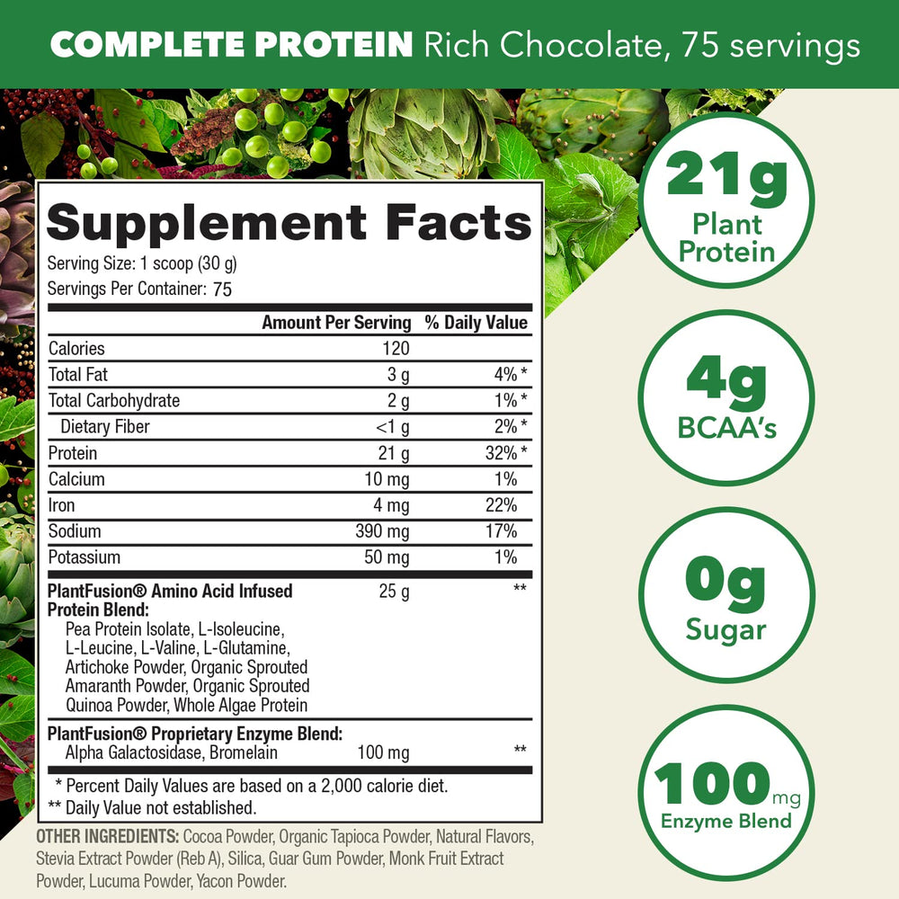PlantFusion vegan protein with BCAAs and digestive enzymes supports digestion and energy