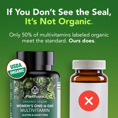 PlantFusion organic multivitamin tablets close-up for easy daily wellness.