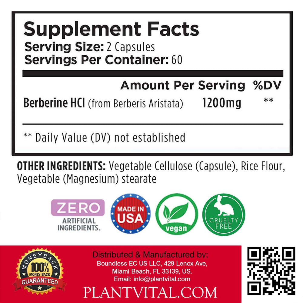 USA-made Plantvital Berberine packaging ready for daily use.