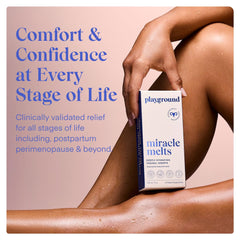 PLAYGROUND Miracle Melts hyaluronic acid ingredient focus highlights hydration support.