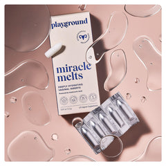 PLAYGROUND Miracle Melts usage step demonstrates a simple three-day routine.