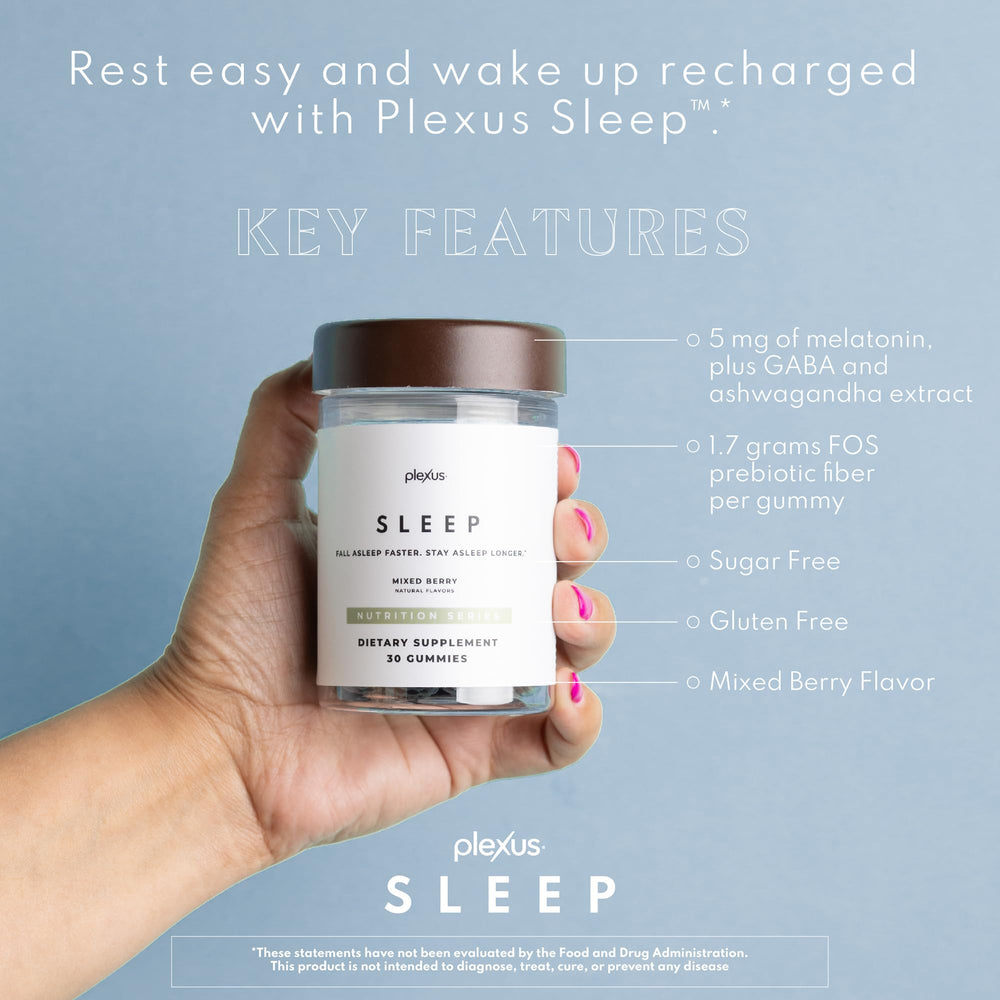Plexus Sleep gummies being poured for an easy pre bed routine
