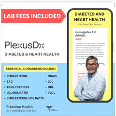 PlexusDX A1C home test kit box open for at-home screening.