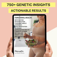 PlexusDX DNA reports dashboard view shows actionable cardiovascular and gut health insights.