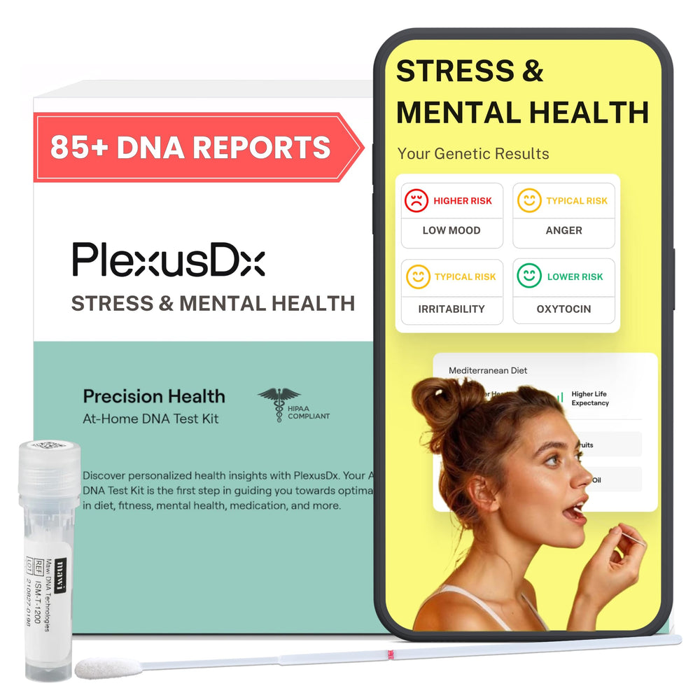 PlexusDX stress kit image: at-home assessment for personalized mental health insights.