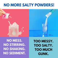 Plink tablet dissolving in a glass shows mess-free hydration.